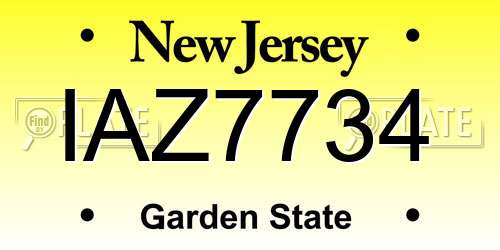 IAZ7734 New Jersey License Plate