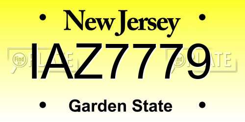 IAZ7779 New Jersey License Plate