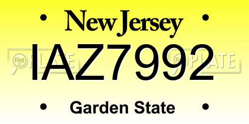 IAZ7992 New Jersey License Plate