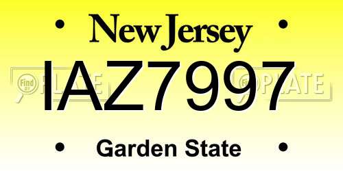 IAZ7997 New Jersey License Plate