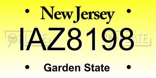 IAZ8198 New Jersey License Plate