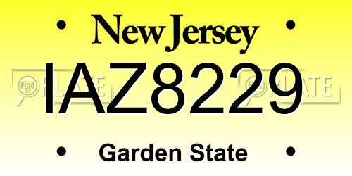 IAZ8229 New Jersey License Plate
