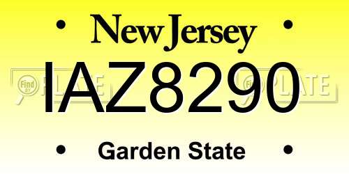IAZ8290 New Jersey License Plate