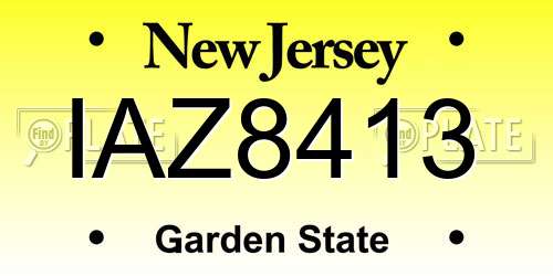 IAZ8413 New Jersey License Plate