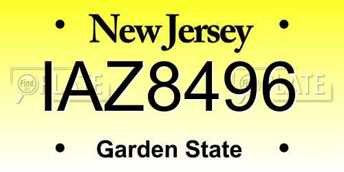 IAZ8496 New Jersey License Plate
