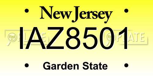 IAZ8501 New Jersey License Plate