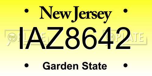 IAZ8642 New Jersey License Plate