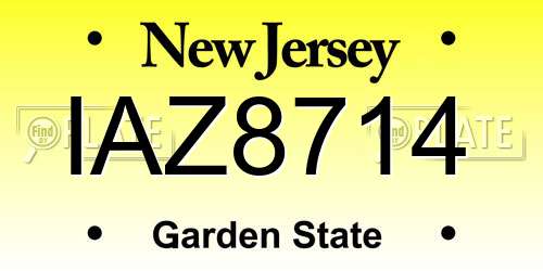 IAZ8714 New Jersey License Plate