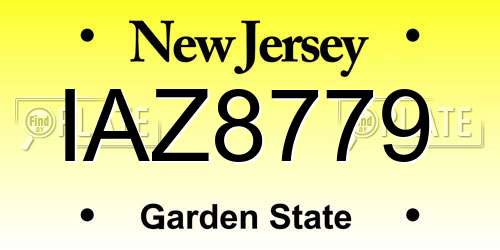 IAZ8779 New Jersey License Plate