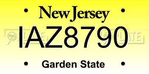 IAZ8790 New Jersey License Plate