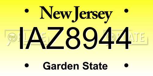IAZ8944 New Jersey License Plate