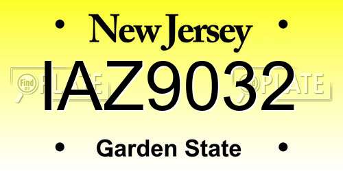 IAZ9032 New Jersey License Plate