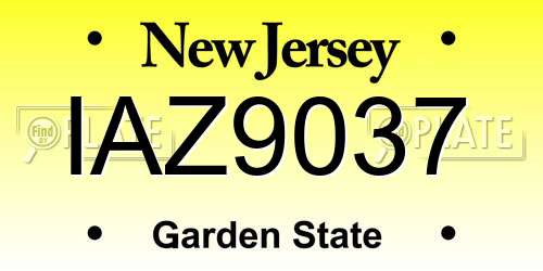 IAZ9037 New Jersey License Plate