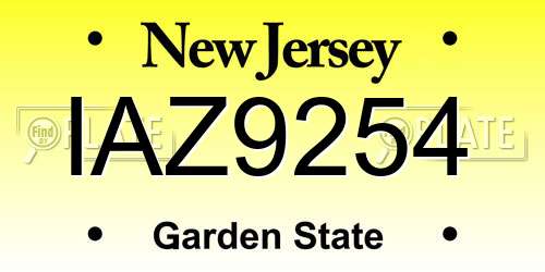 IAZ9254 New Jersey License Plate