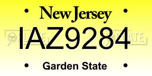 IAZ9284 New Jersey License Plate