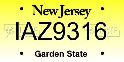 IAZ9316 New Jersey License Plate