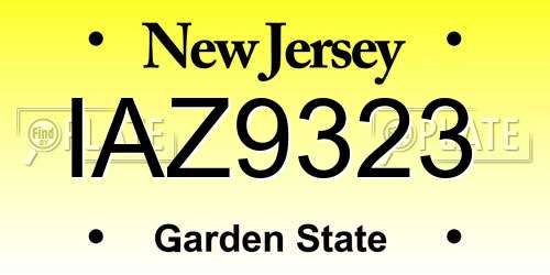 IAZ9323 New Jersey License Plate