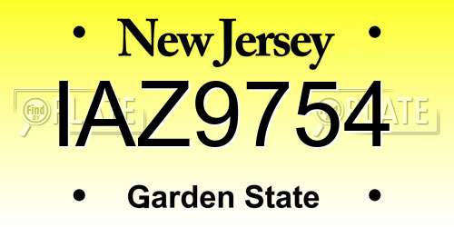IAZ9754 New Jersey License Plate