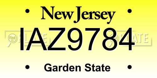 IAZ9784 New Jersey License Plate