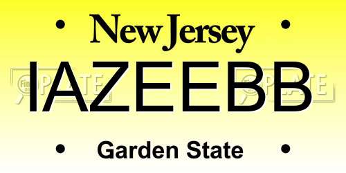 IAZEEBB New Jersey License Plate