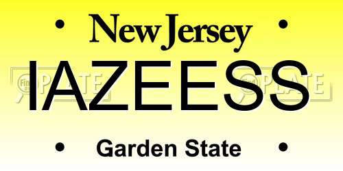 IAZEESS New Jersey License Plate