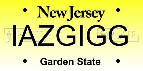 IAZGIGG New Jersey License Plate