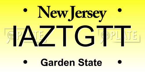 IAZTGTT New Jersey License Plate