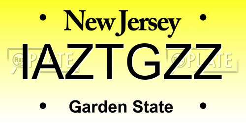 IAZTGZZ New Jersey License Plate