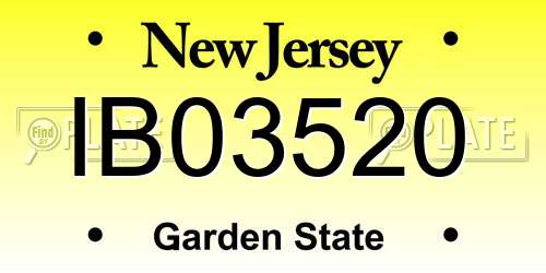 IB03520 New Jersey License Plate