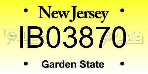IB03870 New Jersey License Plate