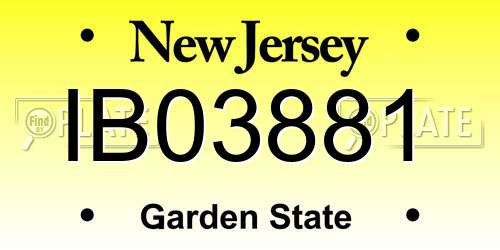IB03881 New Jersey License Plate