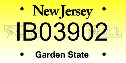 IB03902 New Jersey License Plate