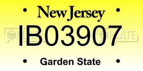 IB03907 New Jersey License Plate