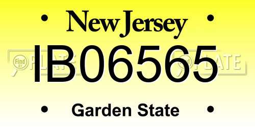 IB06565 New Jersey License Plate