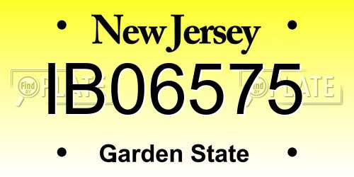 IB06575 New Jersey License Plate