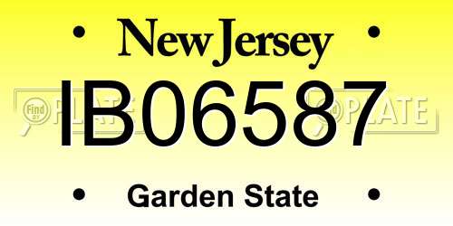 IB06587 New Jersey License Plate