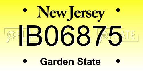 IB06875 New Jersey License Plate