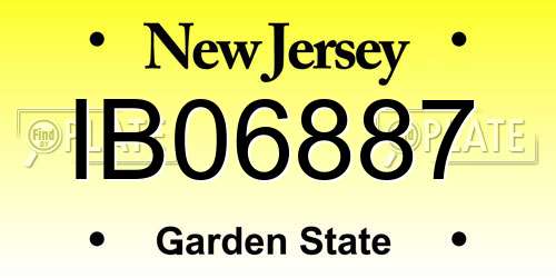 IB06887 New Jersey License Plate