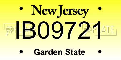 IB09721 New Jersey License Plate