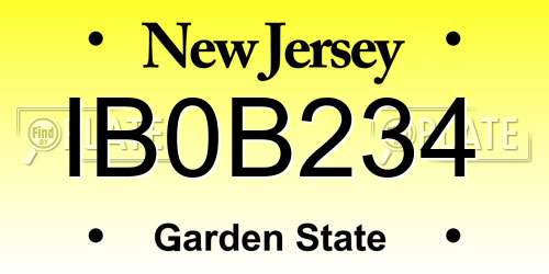 IB0B234 New Jersey License Plate