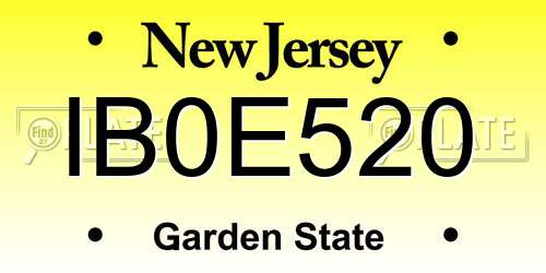 IB0E520 New Jersey License Plate