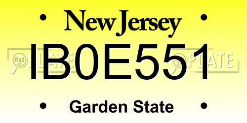 IB0E551 New Jersey License Plate