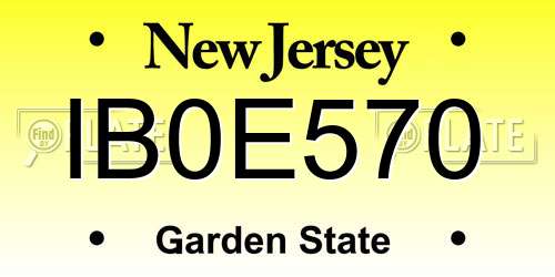 IB0E570 New Jersey License Plate