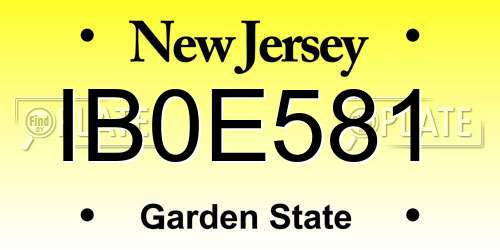 IB0E581 New Jersey License Plate