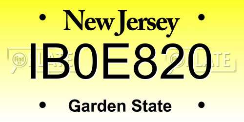 IB0E820 New Jersey License Plate