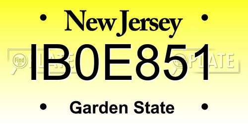 IB0E851 New Jersey License Plate