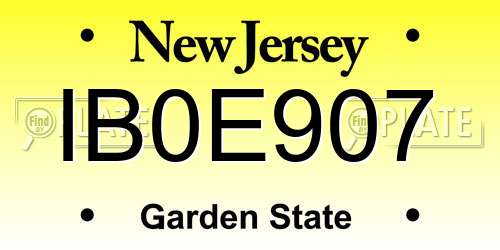 IB0E907 New Jersey License Plate
