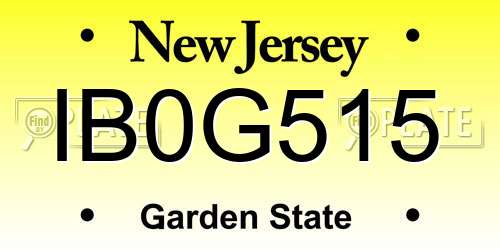 IB0G515 New Jersey License Plate