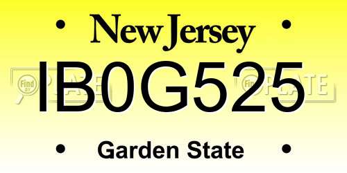 IB0G525 New Jersey License Plate
