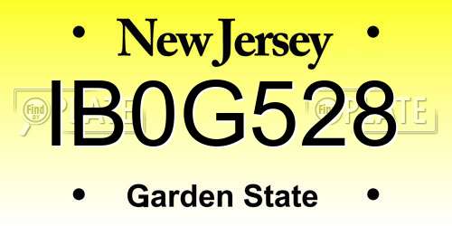 IB0G528 New Jersey License Plate